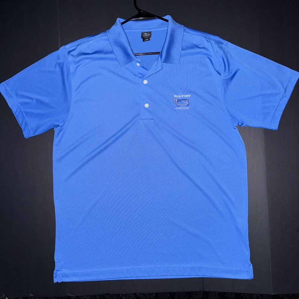 Mens Large Page & Tuttle Golf Polo Blue Excellent Old Fort Golf Club Embroidered